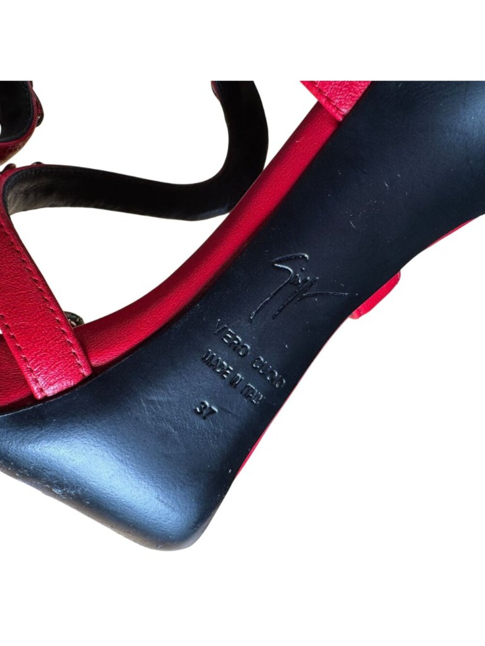 Giuseppe Zanotti Red Snake Chain Alien Stiletto High Heel Sandals Size 37 - Picture 10 of 10